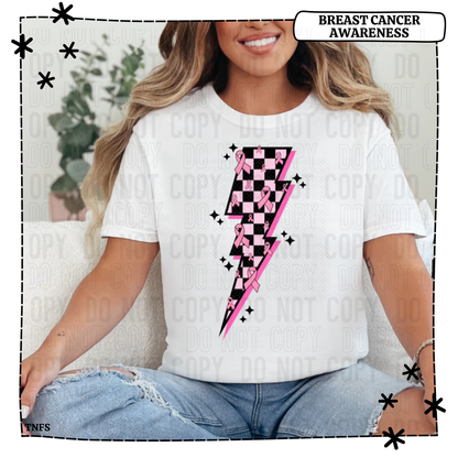 Cancer Ribbon Lightning Bolt Black Pink