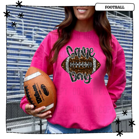 Faux Bling Game Day Glitter Football