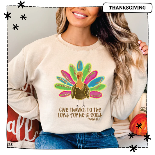 Give Thanks Faux Glitter Turkey