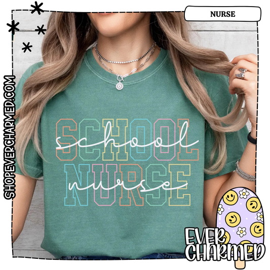 School Nurse Colorful Block
